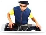 DJ with turntables