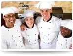 smiling chefs in a row